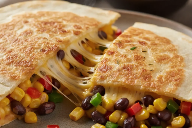 One-Pan Cheesy Bean Quesadilla – Easy U.S. Dinner for Students & Beginners