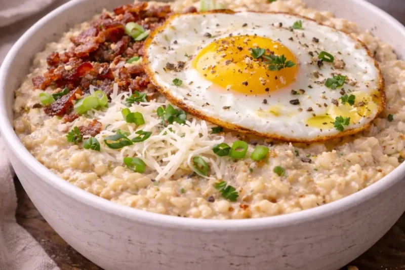 Savory Oatmeal Bowl – A Warm, Filling Breakfast with Simple Pantry Ingredients