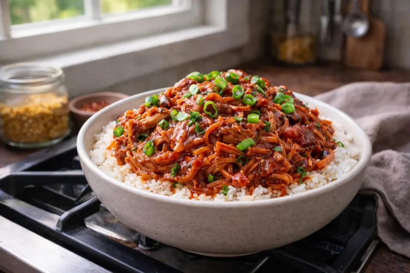 Instant Pot BBQ Pulled Pork Bowl – A Tender, Saucy Dinner Made with Minimal Effort