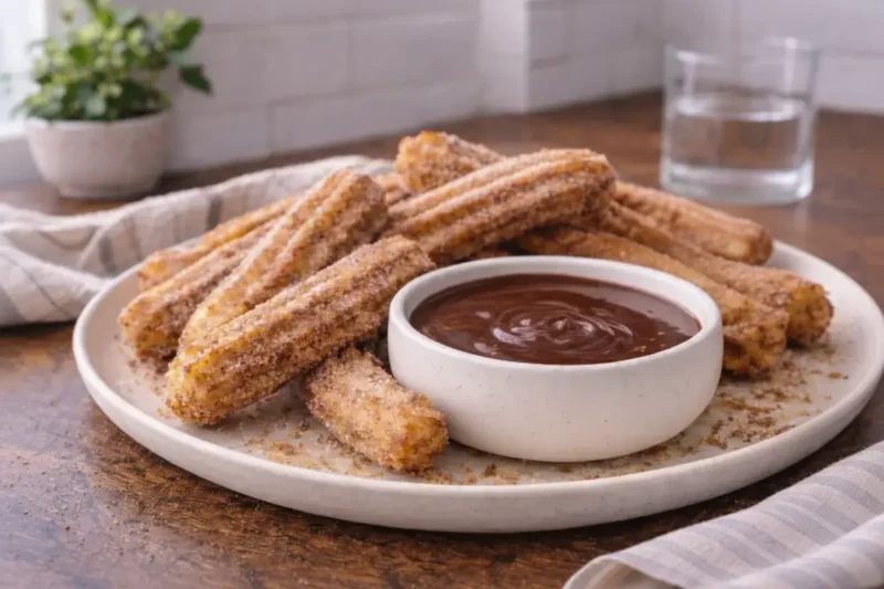 Bakery-Style Cinnamon Sugar Churros with Warm Chocolate Dip