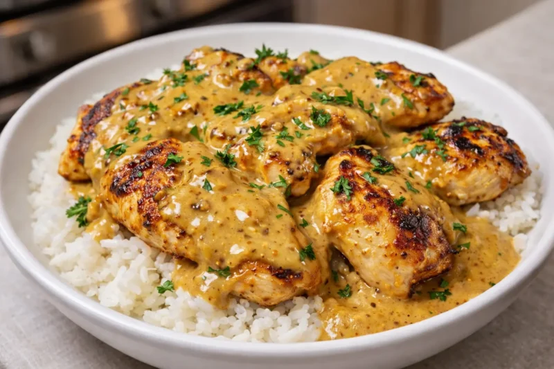 Creamy Garlic Chicken and Rice Comfort Meal
