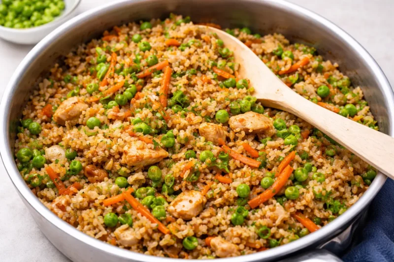 One Pan Chicken Rice Dinner with Vegetables