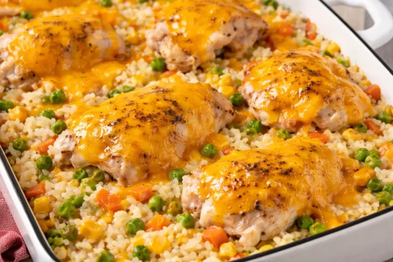 Cheesy Chicken Rice Casserole Dinner