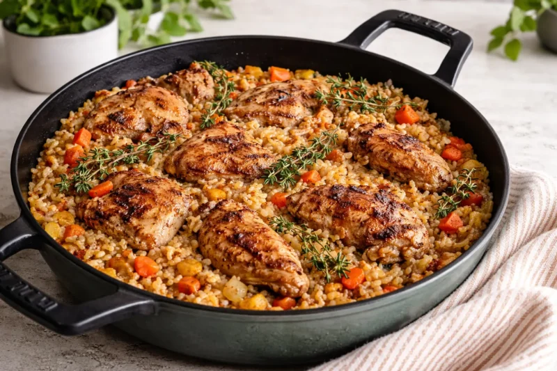 One Skillet Chicken and Rice Dinner Recipe
