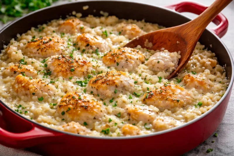 Creamy Chicken and Rice Skillet Family Dinner